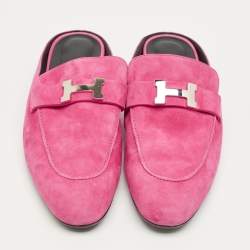 Pre Owned Hermes Pink Suede Paradis Mule Sandals Size 41