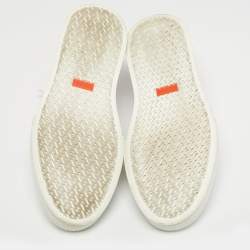 Pre Owned Hermes White Leather Deep Low Top Sneakers Size 37.5