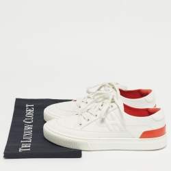 Pre Owned Hermes White Leather Deep Low Top Sneakers Size 37.5