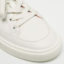 Pre Owned Hermes White Leather Deep Low Top Sneakers Size 37.5
