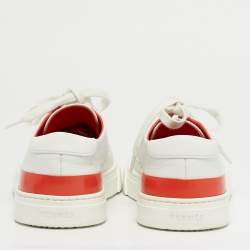 Pre Owned Hermes White Leather Deep Low Top Sneakers Size 37.5