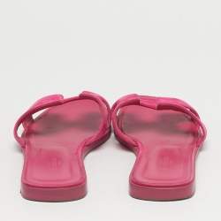 Pre Owned Hermes Pink Suede Oran Flat Slide Sandals Size 38.5