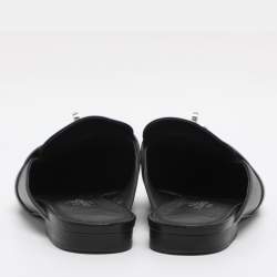 Pre Owned Hermès Black Leather Oz Mule Flats Size 36