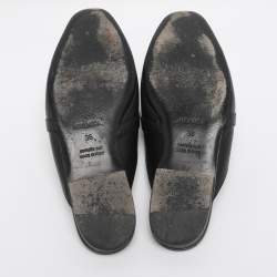 Pre Owned Hermès Black Leather Oz Mule Flats Size 36