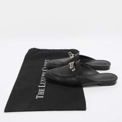 Pre Owned Hermès Black Leather Oz Mule Flats Size 36