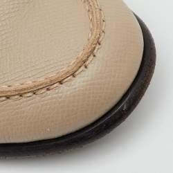 Pre Owned Hermes Beige Leather Destin Slip On Loafers Size 38.5