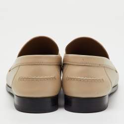 Pre Owned Hermes Beige Leather Destin Slip On Loafers Size 38.5