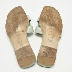 Pre Owned Hermès Green Leather Oran Flat Slide Size 37.5