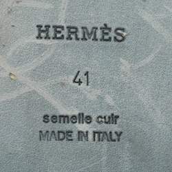 Pre Owned Hermes White Leather Giulia Flat Slides Size 41