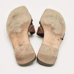 Pre Owned Hermes Brown Leather Oran Flat Sandals Size 35