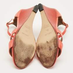 Pre Owned صندل هيرمس ليغيند جلد أحمر كعب روك ي سير كاحل مقاس 39