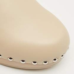 Pre Owned Hermes Beige Leather Carlotta Clogs Size 36