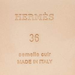 Pre Owned Hermes Beige Leather Carlotta Clogs Size 36