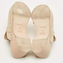 Pre Owned Hermes Beige Leather Carlotta Clogs Size 36