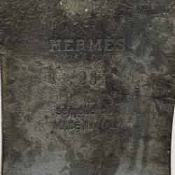 Pre Owned Hermes Black Leather Oran Flat Slide Size 38