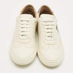 Pre Owned Hermès White/Blue Leather Quicker Lace Up Sneakers Size 41