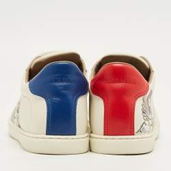 Pre Owned Hermès White/Blue Leather Quicker Lace Up Sneakers Size 41