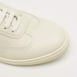 Pre Owned Hermès White/Blue Leather Quicker Lace Up Sneakers Size 41