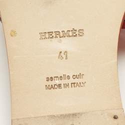Pre Owned Hermes Oran Size 41 Orange Canvas and Leather Slide Sandals