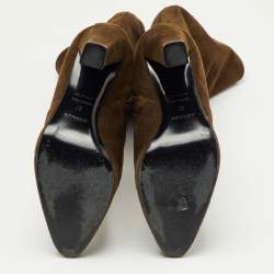 Pre Owned Hermes Size 37 Brown Suede Knee Length Boots