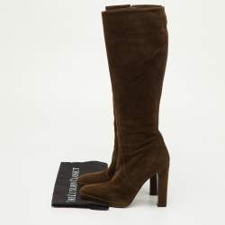 Pre Owned Hermes Size 37 Brown Suede Knee Length Boots