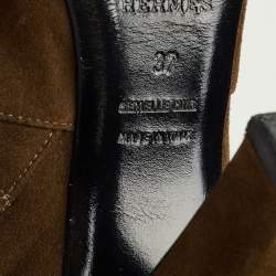Pre Owned Hermes Size 37 Brown Suede Knee Length Boots