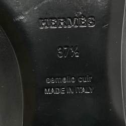 Pre Owned حذاء باليرينا فلات هيرمس كيلي جلد أسود مقاس 37.5