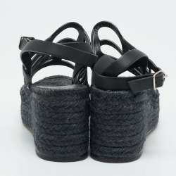 Pre Owned صندل هيرمس كاتاليا إسود من الجلد بكعب إسبرادري إسود بحزام للكاحل مقاس 38