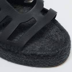 Pre Owned صندل هيرمس كاتاليا إسود من الجلد بكعب إسبرادري إسود بحزام للكاحل مقاس 38