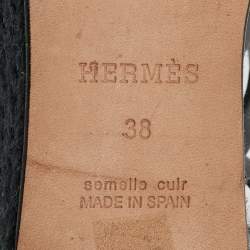 Pre Owned صندل هيرمس كاتاليا إسود من الجلد بكعب إسبرادري إسود بحزام للكاحل مقاس 38