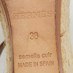 Pre Owned صندل منصة هيرمس مامبو ميتاليك بني جلد مقاس 38