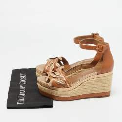 Pre Owned صندل منصة هيرمس مامبو ميتاليك بني جلد مقاس 38