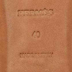 Pre Owned Hermes Brown Leather Liberty Ballet Flats Size 40