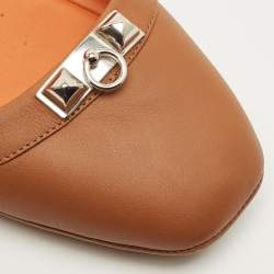Pre Owned Hermes Brown Leather Liberty Ballet Flats Size 40