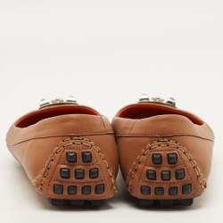 Pre Owned Hermes Brown Leather Liberty Ballet Flats Size 40