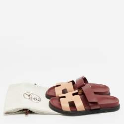 مملوكة مسبقًا صندل هيرمس شيبر مسطح ساتان زهري/أرجواني مقاس 37.5