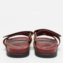 مملوكة مسبقًا صندل هيرمس شيبر مسطح ساتان زهري/أرجواني مقاس 37.5