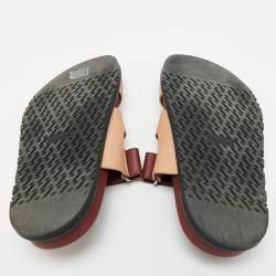 مملوكة مسبقًا صندل هيرمس شيبر مسطح ساتان زهري/أرجواني مقاس 37.5