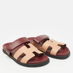 مملوكة مسبقًا صندل هيرمس شيبر مسطح ساتان زهري/أرجواني مقاس 37.5