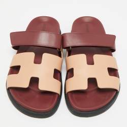 مملوكة مسبقًا صندل هيرمس شيبر مسطح ساتان زهري/أرجواني مقاس 37.5