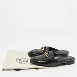 Pre Owned صندل مولز هيرمس أوه زد مطللي بلاديوم جلد أسود مقاس 38