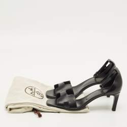 مملوكة مسبقًا صندل هيرمس بريميير أسود سويدي مرصع بالكريستال بمشبك للكاحل مقاس 38.5