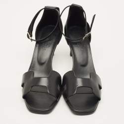 مملوكة مسبقًا صندل هيرمس بريميير أسود سويدي مرصع بالكريستال بمشبك للكاحل مقاس 38.5