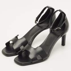 مملوكة مسبقًا صندل هيرمس بريميير أسود سويدي مرصع بالكريستال بمشبك للكاحل مقاس 38.5