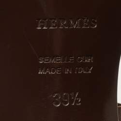 مملوكة مسبقًا Hermès Size 39.5 Dark Brown Leather Ankle Strap Sandals