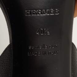 مملوكة مسبقًا Hermes Night Size 40.5 Black Leather Slingback Sandals