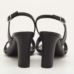 مملوكة مسبقًا Hermes Night Size 40.5 Black Leather Slingback Sandals