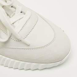 مملوكة مسبقًا حذاء رياضي هيرمس بونسنج جلد شامواه رمادي/أبيض منخفض من أعلى مقاس 38