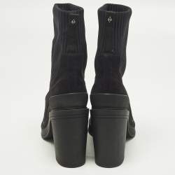 مملوكة مسبقًا حذاء بوت كاحل هيرمس سان جيرمان جلد أسود كعب سميك مقاس 39 