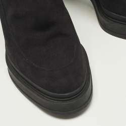 مملوكة مسبقًا حذاء بوت كاحل هيرمس سان جيرمان جلد أسود كعب سميك مقاس 39 